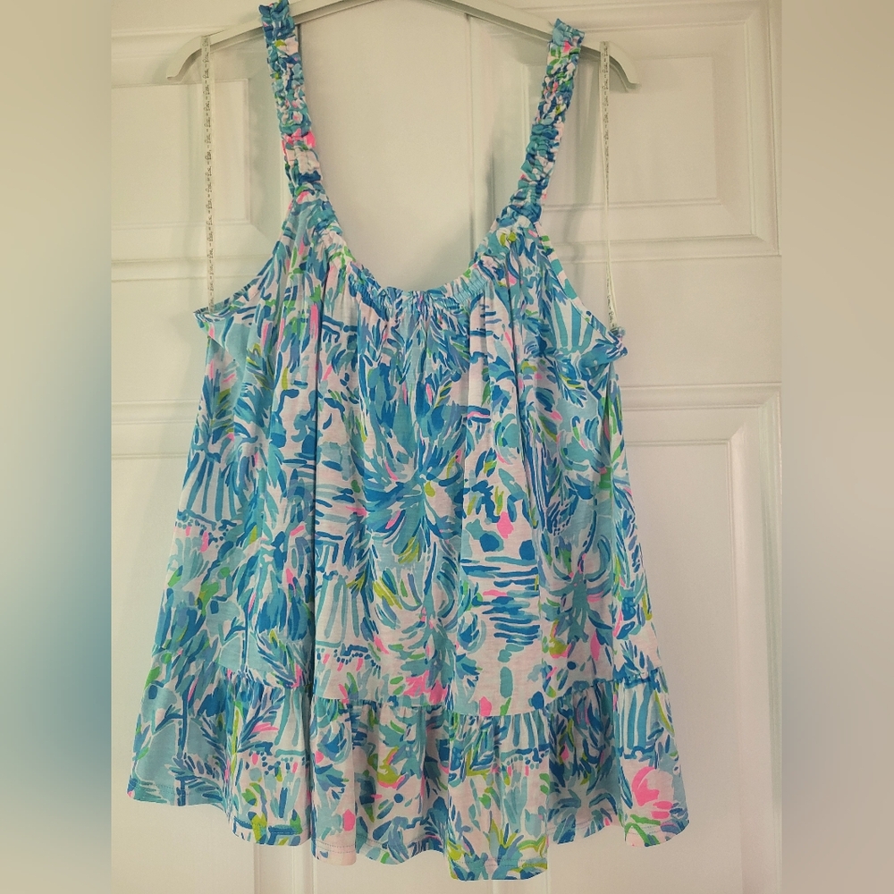 Lilly Pulitzer Women's Top - Blue and Pink Floral